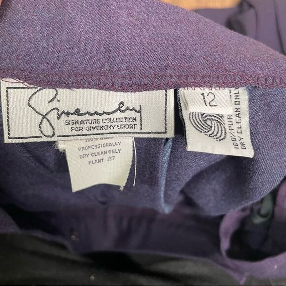 Vintage Givenchy 100% Shearing Wool Long Pleated Button Purple Skirt Size 12 - Picture 7 of 10